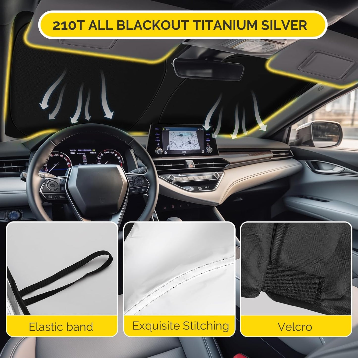 Car Windshield Sun Shade Compatible with 2021 2022 2023 2024 2025 Toyota Sienna Accessories Sunshade Custom Foldable Windshield Sun Visor