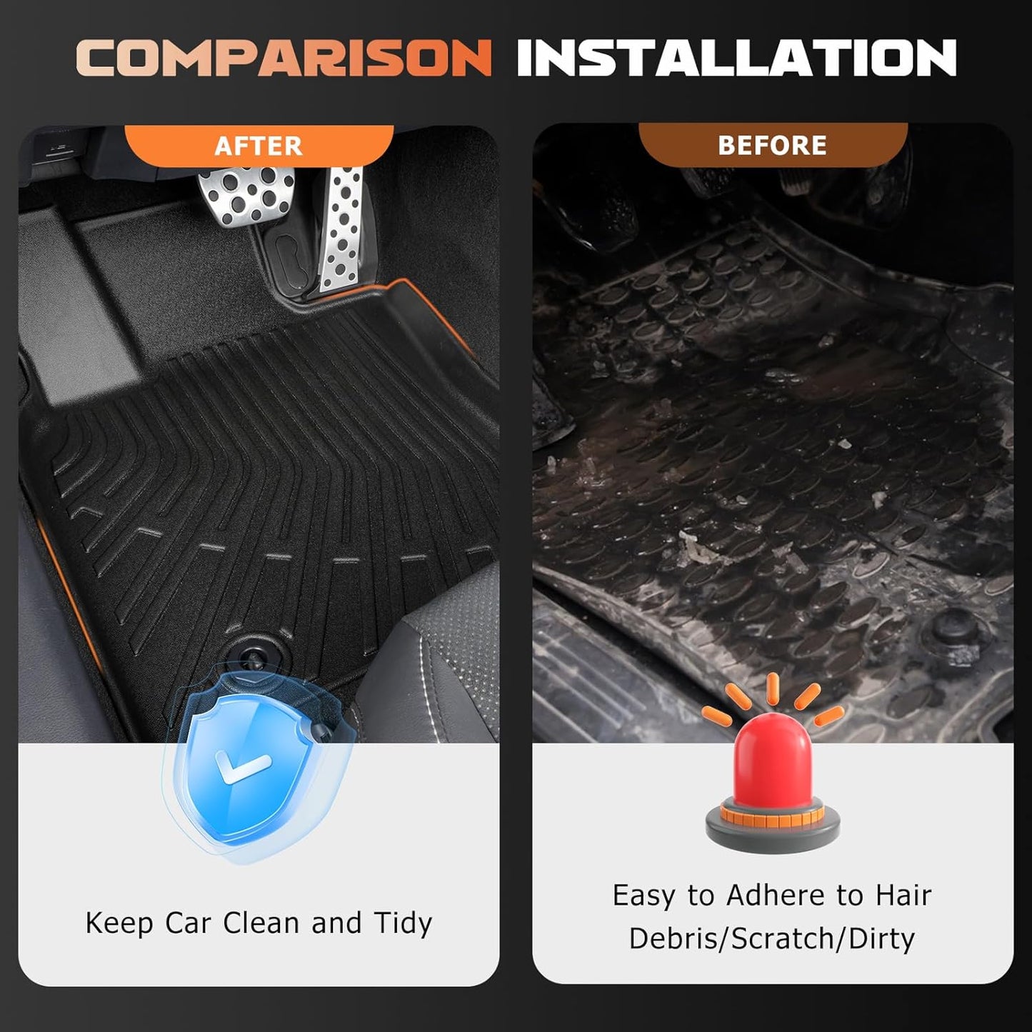 Floor Mats & Cargo Liner Compatible with Dodge Hornet GT& GT Plus& R/T Plug-in Hybrid 2023 2024 2025, All Weather Protection TPE Anti-Slip Waterproof Automotive Full Set Custom Car Mats Accessories