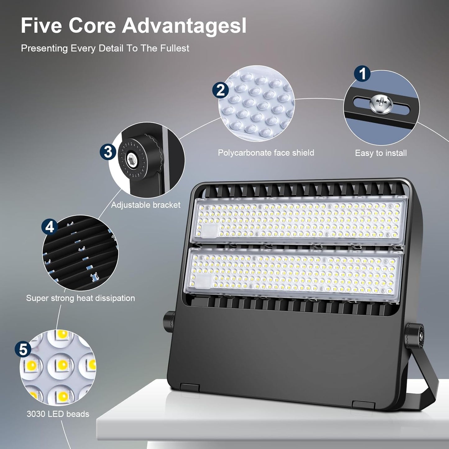 LED Stadium Lights, Extremely Bright 36000 Lumen Outdoor Stadium Flood Light, IP65 Waterproof 240W Commercial Exterior Arena Lighting with 5000K Wide Angle and Heavy Duty