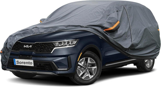 Premium Car Cover Custom Fit Kia Sorento (2002-2025), 16 Layers Heavy Duty Car Cover Waterproof All Weather with Zipper Door for Sun Rain Snow Dust Uv Protection