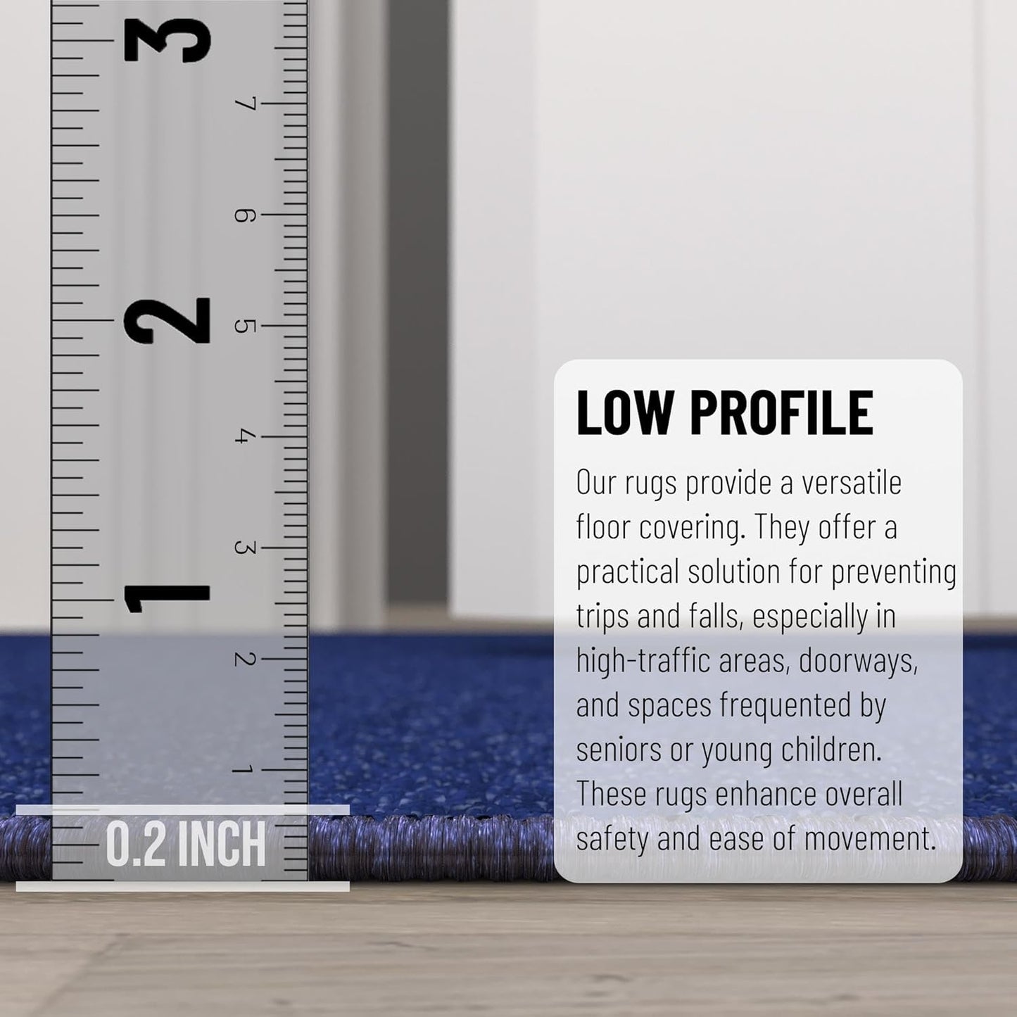 Ottomanson Rugs for Entryway 2'3" x 3' - 2 Pack Non Slip Solid Small Area Rugs Durable Front Door Mat Rug Stain Resistant Entrance Rugs for Bathroom Kitchen Bedroom & Living Room, Navy