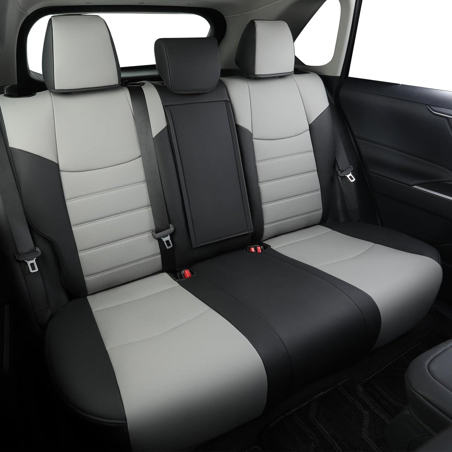RISINGSTAR Rav4 Seat Covers, fit 2019-2025 Toyota Rav4 XLE LE XLE Premium Limited Base SUV, not for Adventure and TRD-Off(Black&Gray)