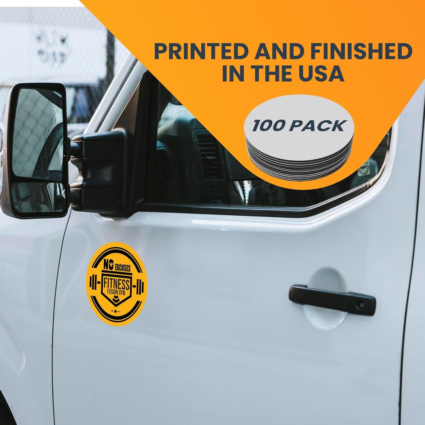 Magnet Me Up Customizable 30 Mil Round Magnet- 6”, 100 PK Weatherproof Car Magnet for Businesses, Sports Teams, Fundraiser, Personal Expression- Custom Text & Logo- Strong Magnetic Vinyl for Vehicles