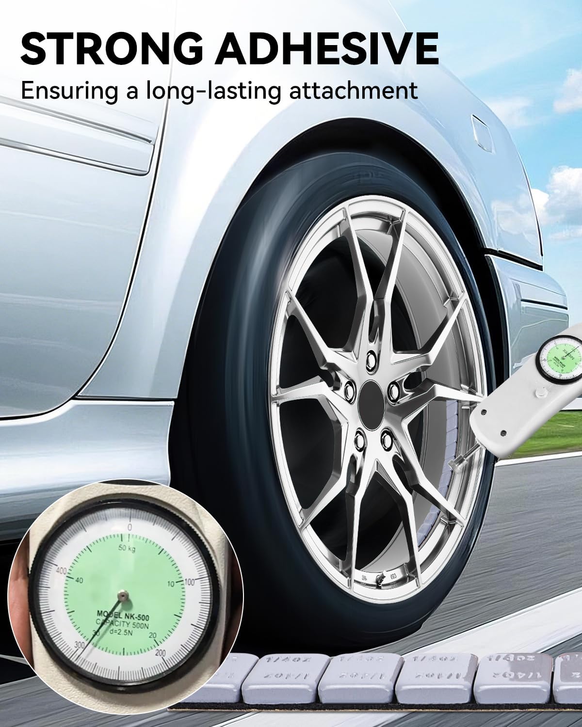 YIZBAP Wheel Weights Gray 1/4oz, 24 oz/Box, 96pcs, with Strong Black Adhesive. 0.25 Ounce Stick on Wheel Weights for Cars, Trucks, SUVs, Motorcycle, and Others