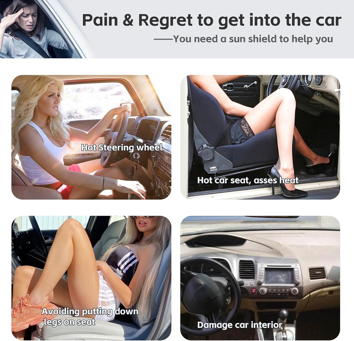 Sun Shade Sunshade Compatible with Nissan Rogue Windshield Cover, 4-Layer Front Window Shade for Rogue 2014-2020 (Not for Rogue Sport) Sun Visor 240T Retractable Shade Blocks UV Rays