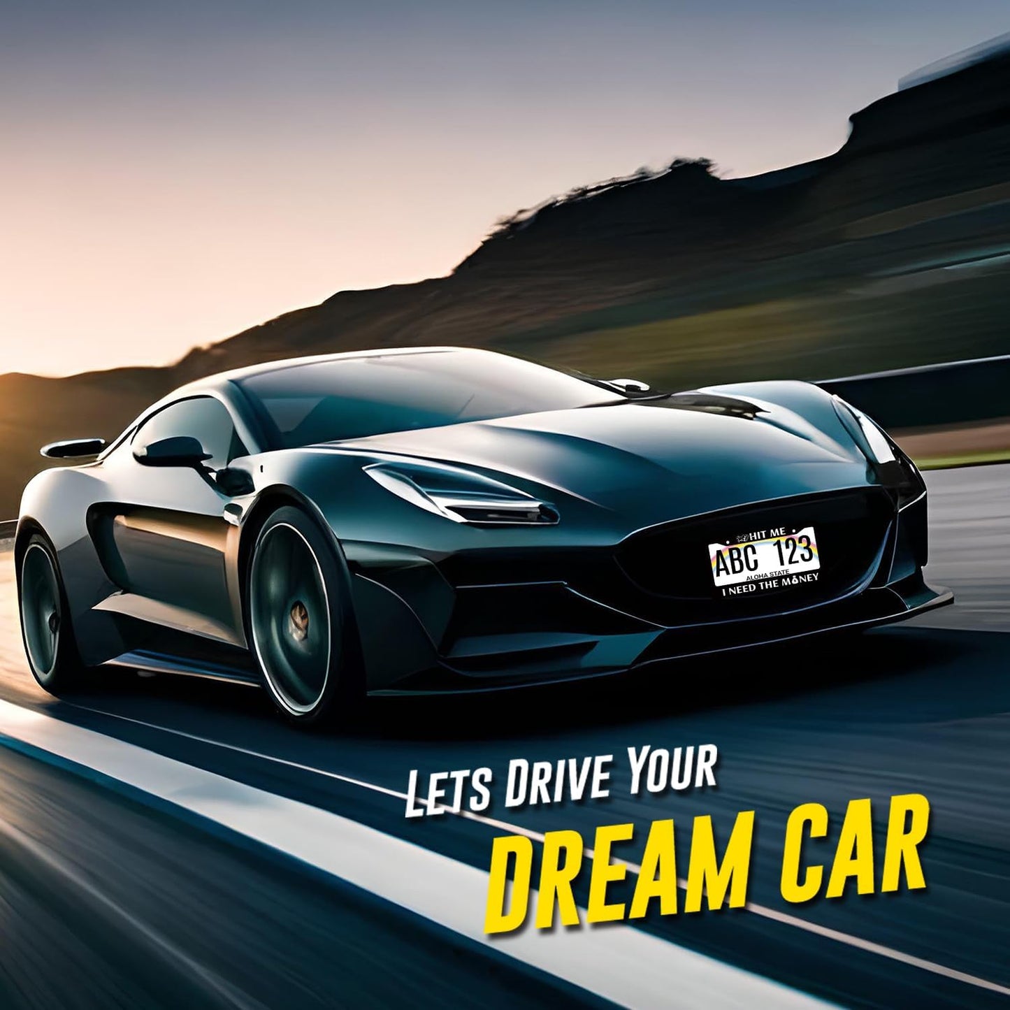 Funny License Plate Frame Hit Me I Need The Money License Plate Holder Stainless Steel License Plate Car Accessory Personalise License Plate Decoration Size 12.2" x 6.2" with Screws