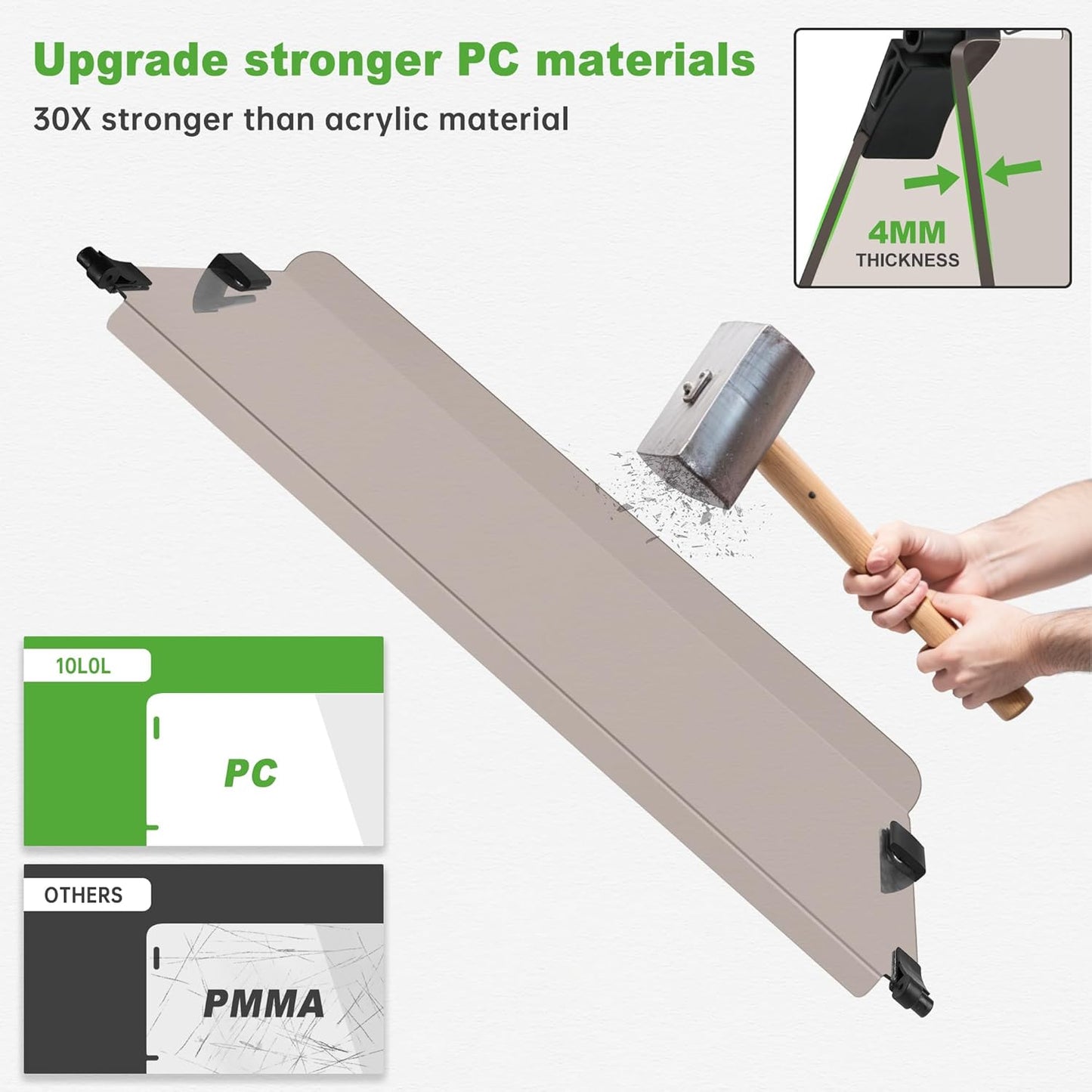 10L0L Golf Cart Windshield for Club Car Precedent 2004-Up, Tempo, 2017-Up Onward, Clear/Tinted Fold Down Club Car Windshield Anti-UV Impact Resistant - 37.5"W X 33.6"H