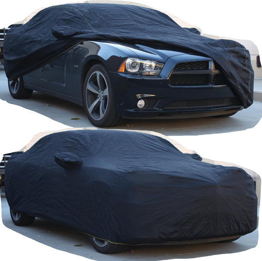 All Weather Waterproof car Cover Good for rain Snow uv Protection dust Large-Size Sedan Grand Prix 300 Charger Impala Regal MKZ Lacrosse LS Black