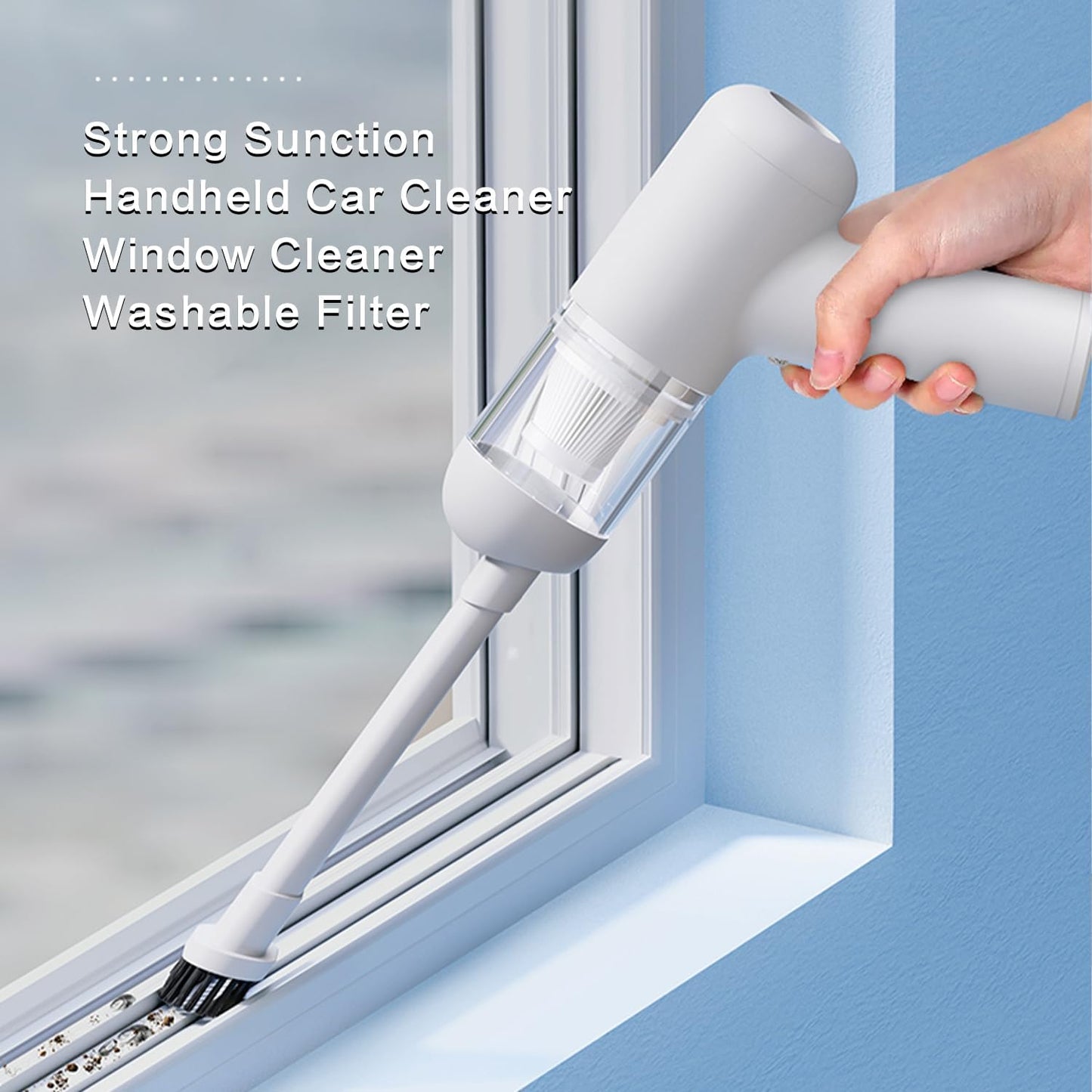 Car Vacuum Portable Handheld Vacuum Cordless Mini Cleaner Type-C Charge Rechargeable with 6000Pa Strong Suction for Home and Camping,Car, Office Desk, Keyboards, 30mins Runtime, Lightweight