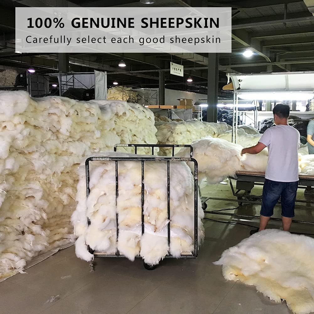 LLB Genuine Sheepskin Car Seat Cushion Seat Covers for Cars Trucks SUV Comfort Seat Protector Pad for Car Driver Seat Car Accessories for Women Office Chair Car Decor (Panda, Front Seat Cushion-1 Pc)