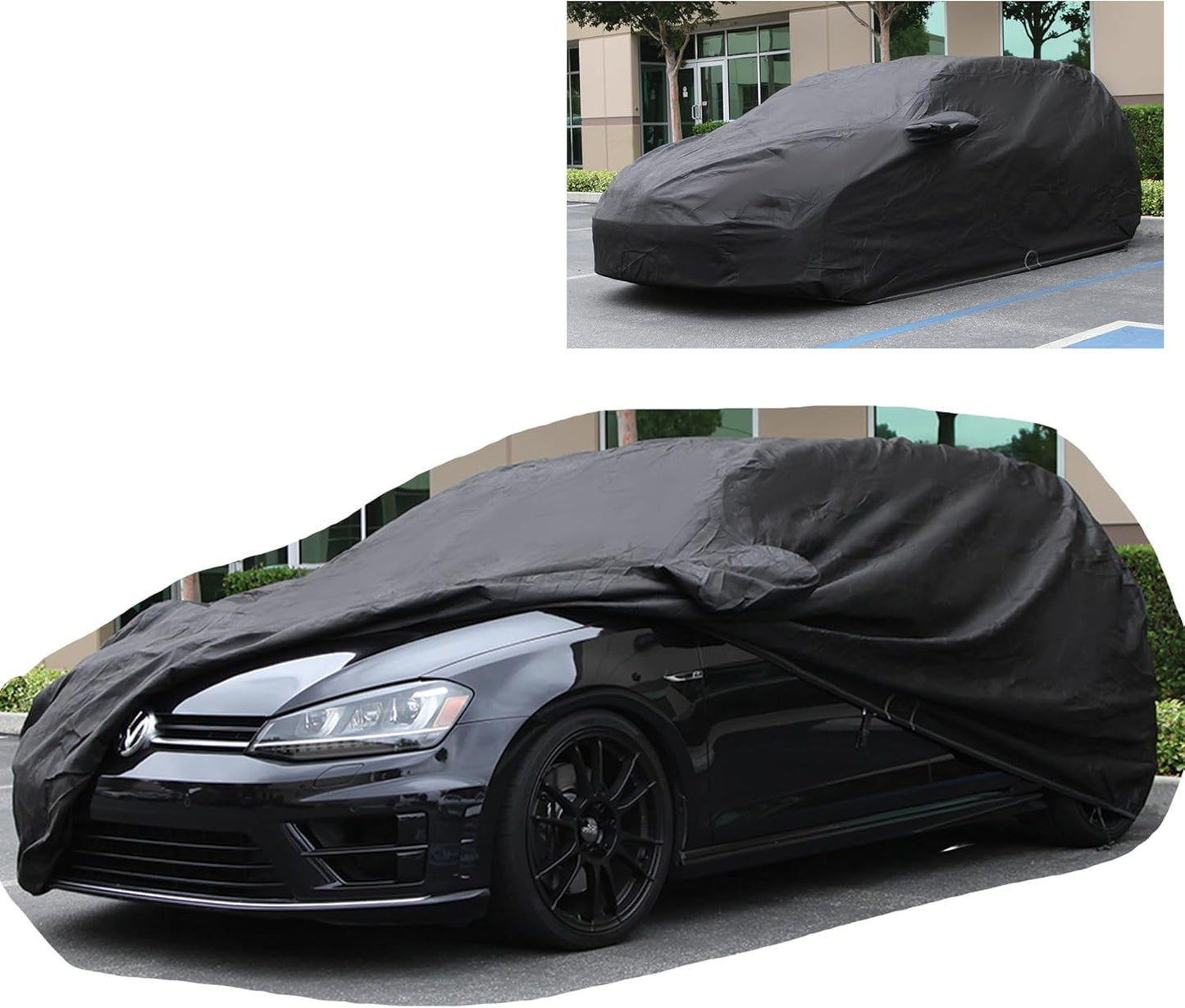 All Weather Waterproof car Cover Good for rain Snow uv Protection dust Compact Hatchback Golf GTI i3 Civic Elantra Soul Versa Black