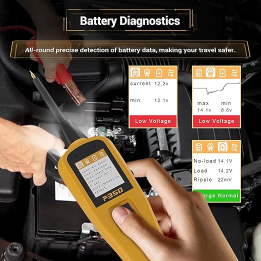 Car Automotive Power Circuit Breaker Probe Tester Finder Tool Bsttery Electrical Fuse AC DC Voltage Tester Test Light Wire Break Locator Analyzer Tracer Pen Accessories 9-30V (p350)