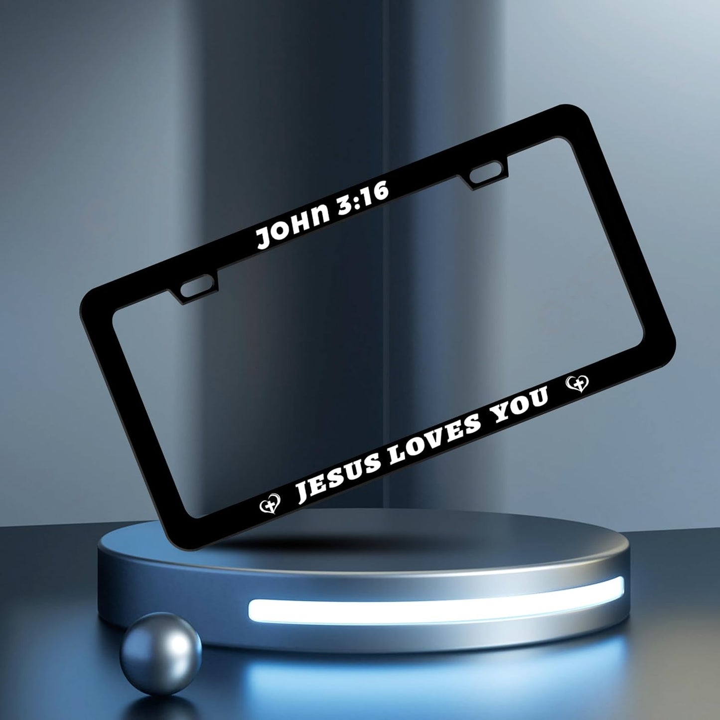John 3:16 Jesus Loves You License Plate Frame Christian License Plate Frames Personalise Stainless Steel Funny Design Compatible With Standard License Plate Holder For Usa Canada 6 X 12 In With Screws