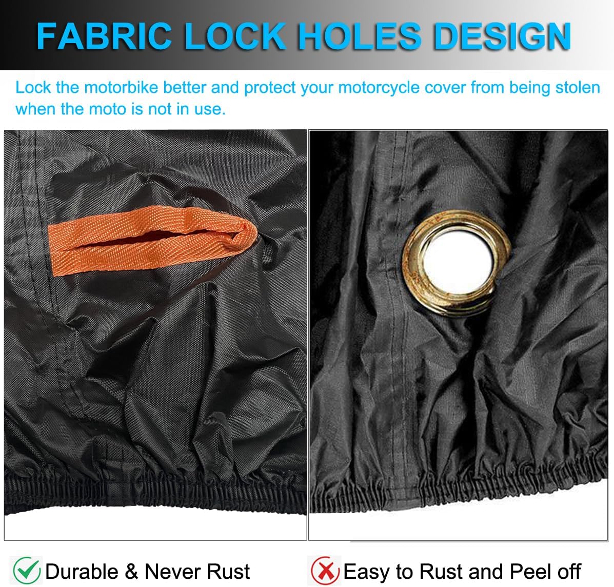 Motorcycle Cover Waterproof Outdoor, 300D Heavy Duty Motorcycle Cover for Ninja 250 300 650 1000 Yamaha YZF R1 R7 MT-09 Suzuki GSXR 600 750 1000 Scooter Cover Protection Fits up to 86" - Black