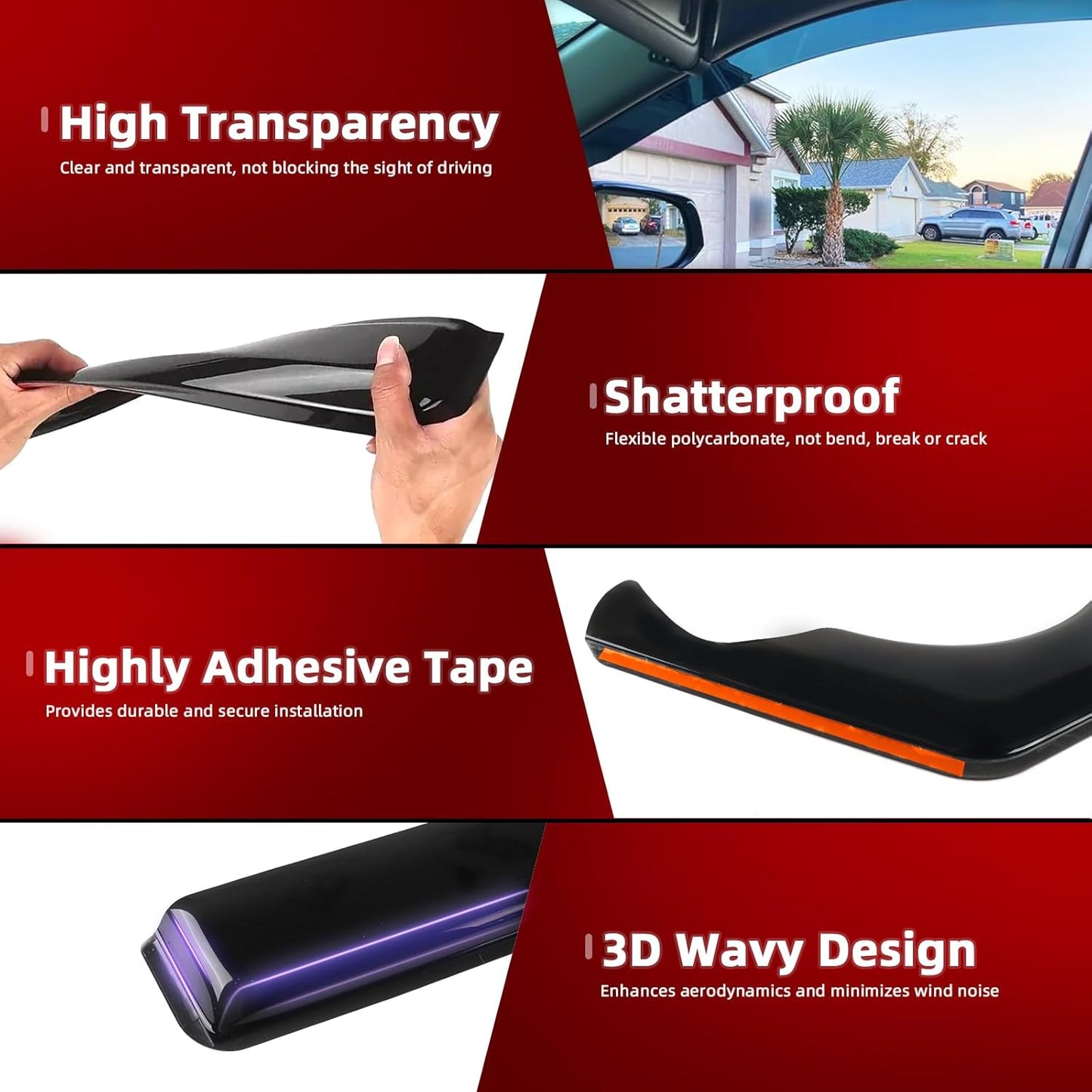 in Channel Window Visors Rain Guards Fit for 2012 2013 2014 2015 2016 Honda CRV, Durable Vent Wind Deflectors Shades Shield for 12 13 14 15 16 CR-V SUV