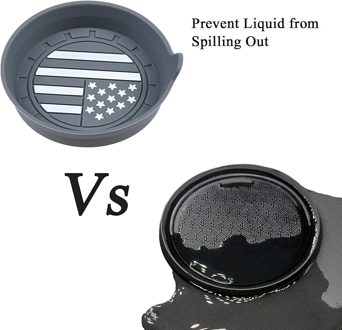 Amooca Car Cup Coaster Universal Non-Slip Silicone Cup Holder Insert Car Interior Accessories for Drink American Flag US Flag 2 Pack Grey