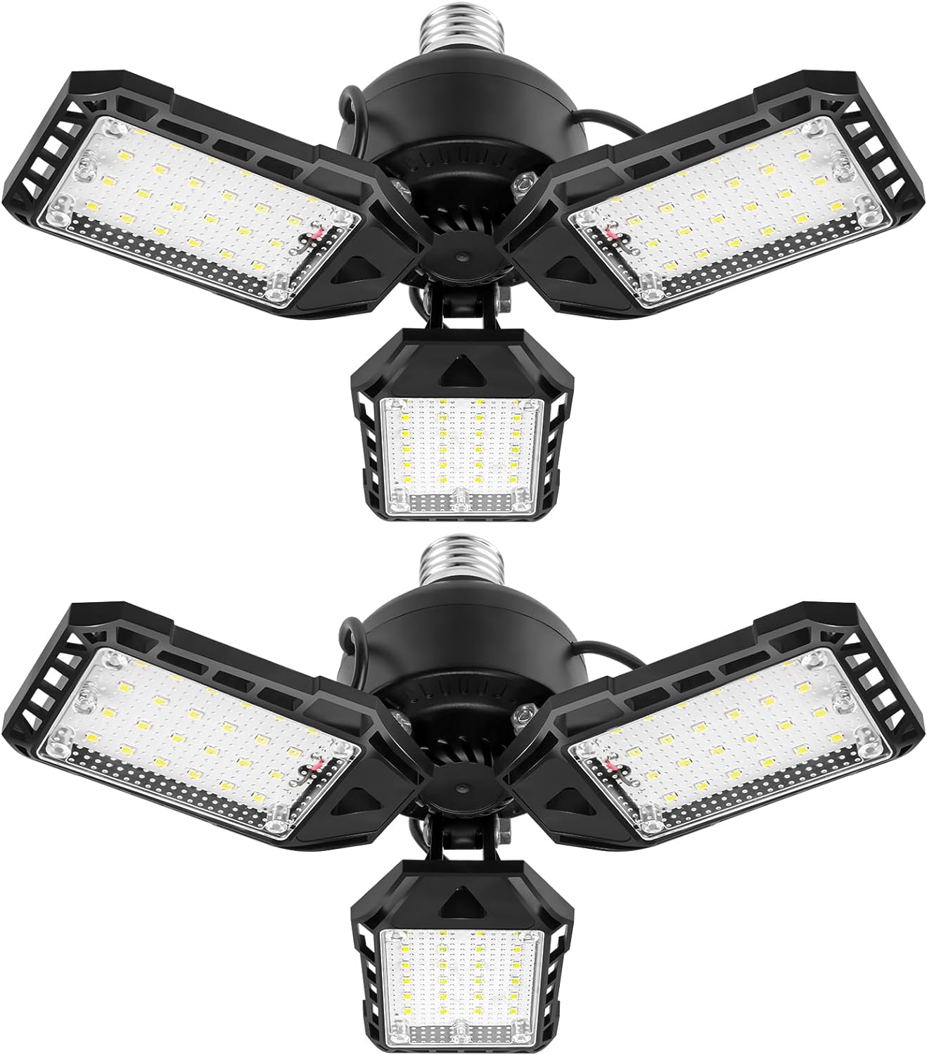 LED Garage Lights 2 Pack -80W, 8000LM 6500K Led Shop Light with 3 Deformable Panels, Basement Barn Light Garage Ceiling Lights, E26 for Garage, Warehouse, Shop, Basement