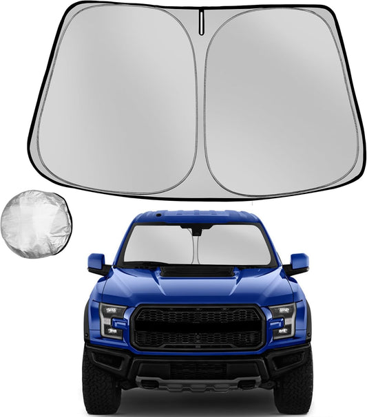 Windshield Sun Shade for 2015-2020 Ford F150 Foldable Sun Sunshade for Car Front Window Blocks UV Rays and Heat Automotive Interior Protector Custom Fit Accessories