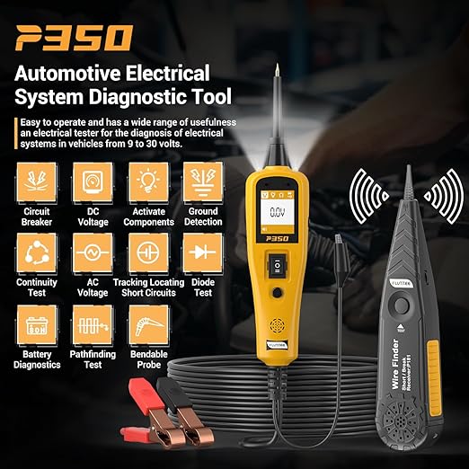 Car Automotive Power Circuit Breaker Probe Tester Finder Tool Bsttery Electrical Fuse AC DC Voltage Tester Test Light Wire Break Locator Analyzer Tracer Pen Accessories 9-30V (p350)