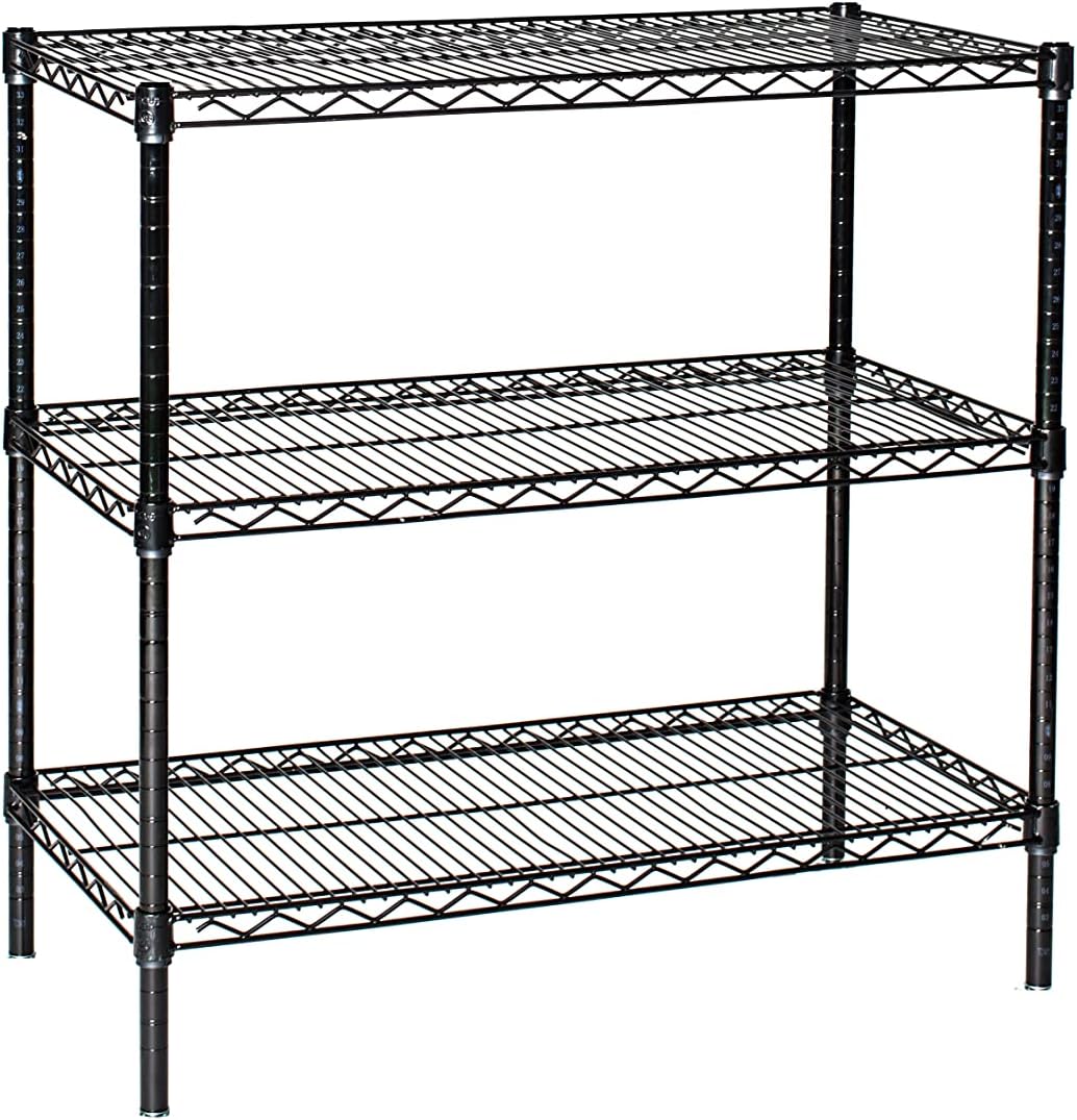 Omega 36" Deep x 48" Wide x 36" High 3 Tier Black Starter Shelving Unit