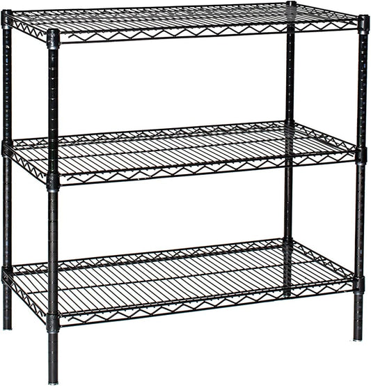 Omega 36" Deep x 72" Wide x 63" High 3 Tier Black Starter Shelving Unit