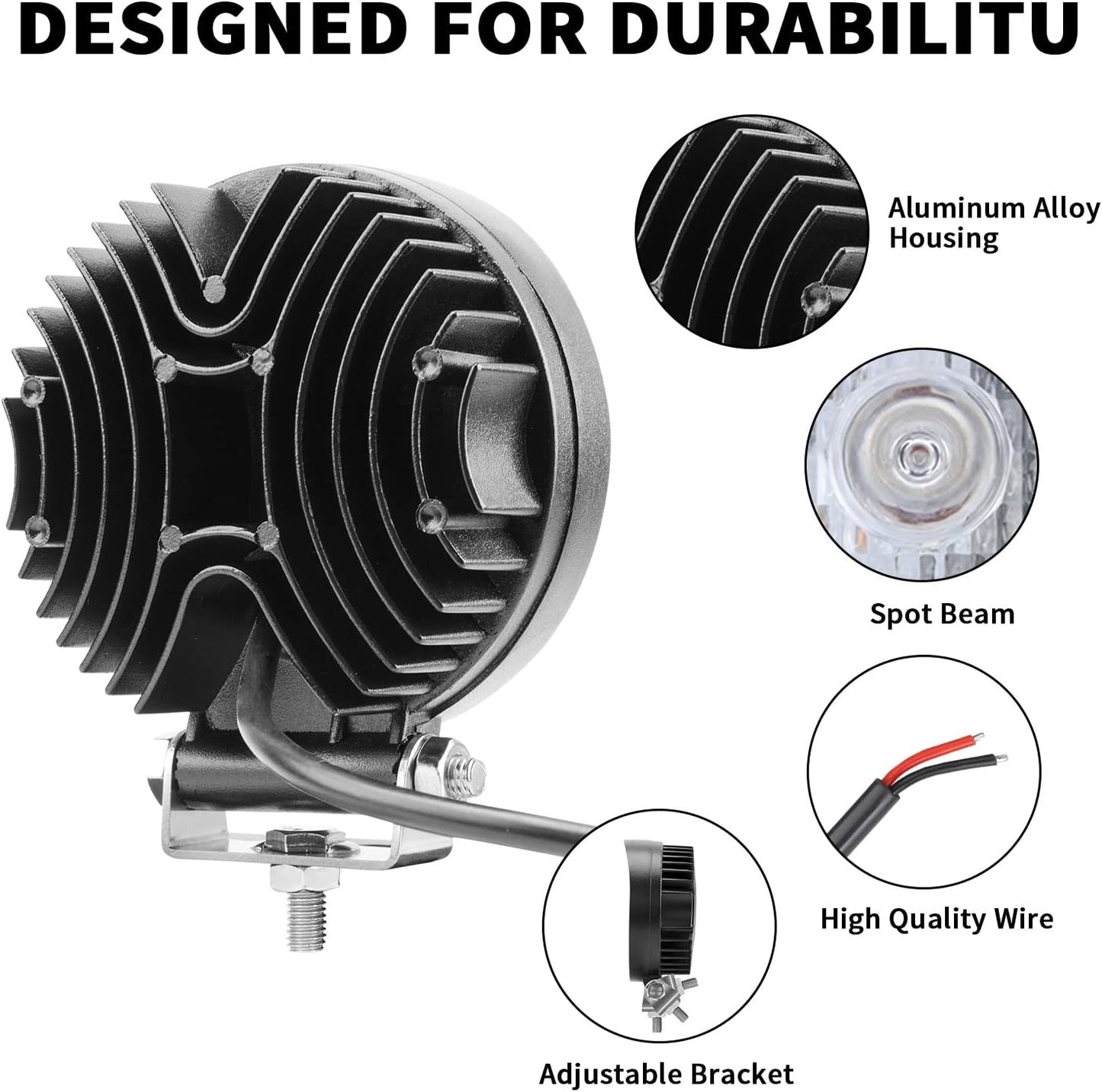 27W Spot Green Round Work LED Light Fog Offroad Off Road Lights Driving Lamp Waterproof for Hunting Pickup UTV Truck Car Boat SUV Boat 4WD ATV 12V 24V 4x4 Tractor Motorcycle（2pcs）