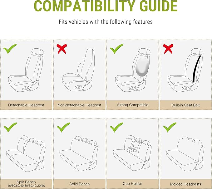 AOOG Leather Car Seat Covers, Leatherette Automotive Seat Covers for Cars SUV Pick-up Truck, Non-Slip Vehicle Car Seat Covers Universal Fit Set for Auto Interior Accessories, Front Pair, Black