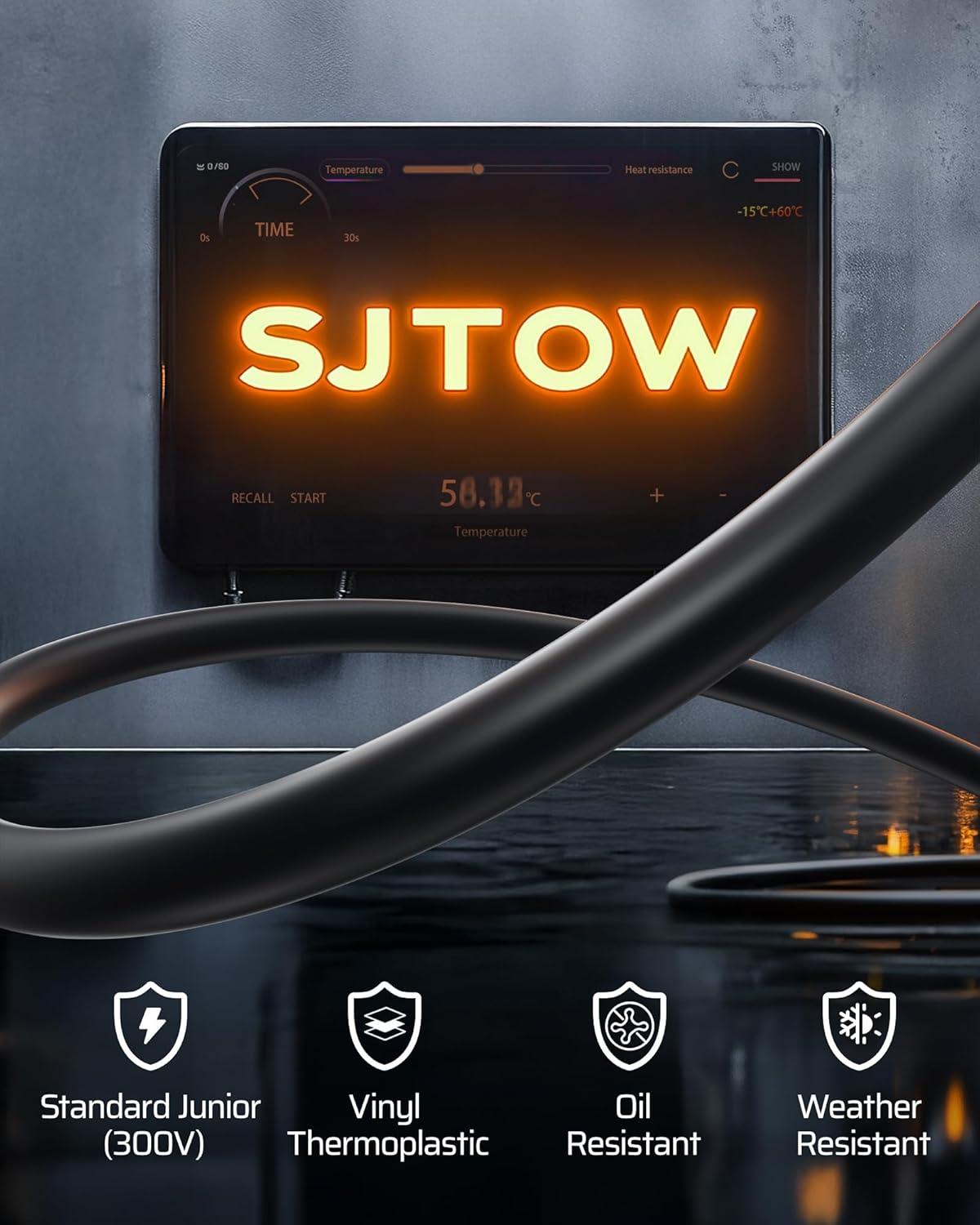 DEWENWILS 75FT Extension Cord Reel, 14/3C SJTOW Retractable Extension Cord Reel, Lighted Triple Outlets, 10A Circuit Breaker, Heavy Duty Power Cord, UL Listed, Ceiling/Wall Mount