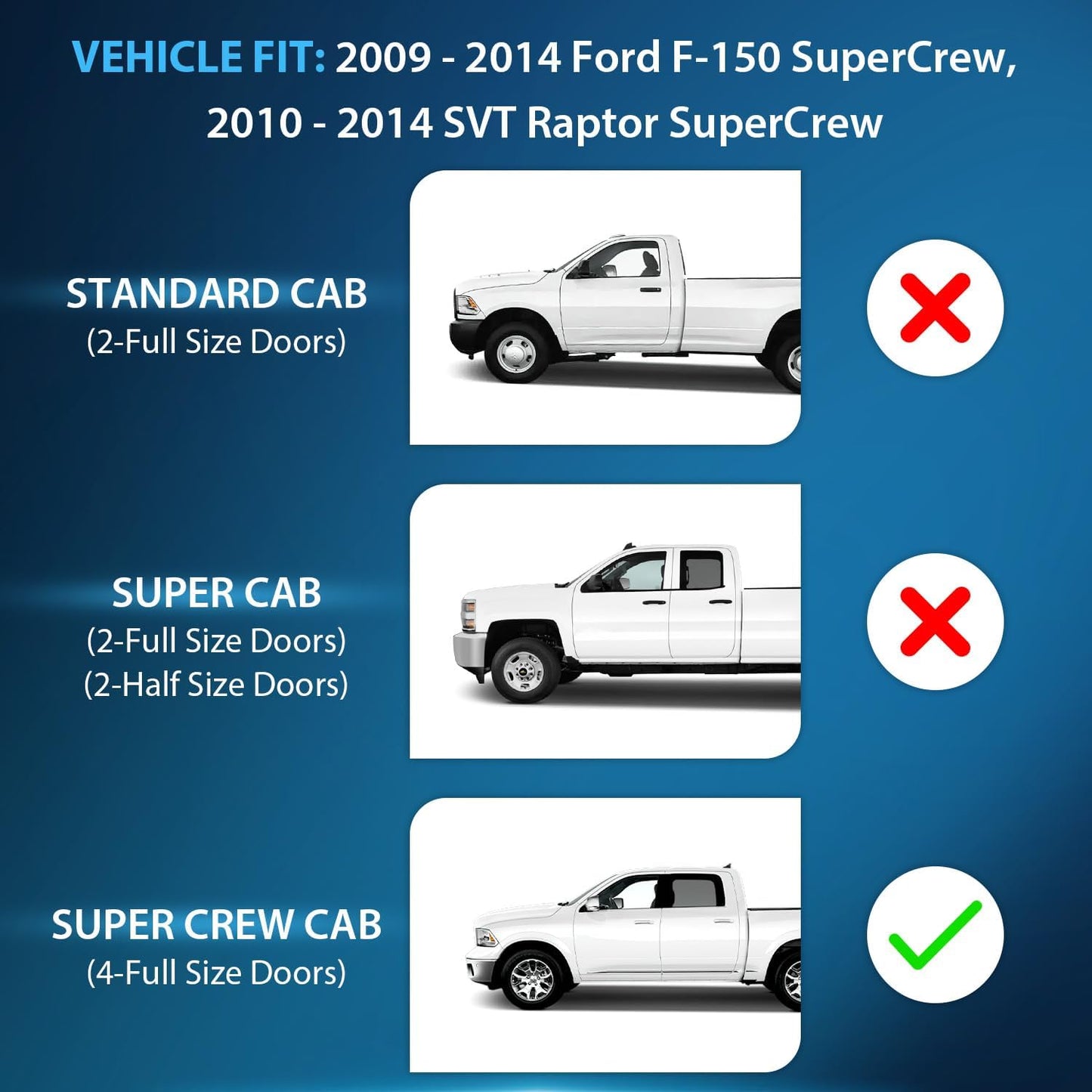 Nilight Durable Rain Guards for Ford F150 Super Crew 2009-2014,F150 SVT Raptor 2010 2011 2012 2013 2014,Vent Window Visors,Window Deflectors-4PCS