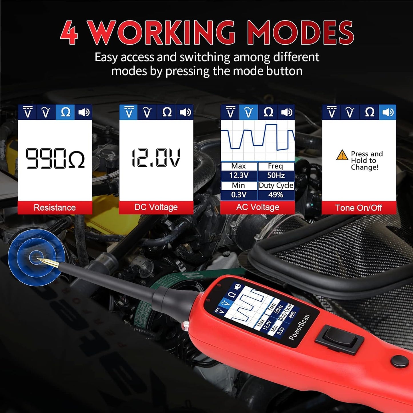 Autel PowerScan PS100 Circuit Tester, Universal 12V 24V Automotive Power Circuit Probe Kit with 20ft Extension Cable, AC/DC/Continuity/Probe/Signal Test, Activate Component Electrical System Tool