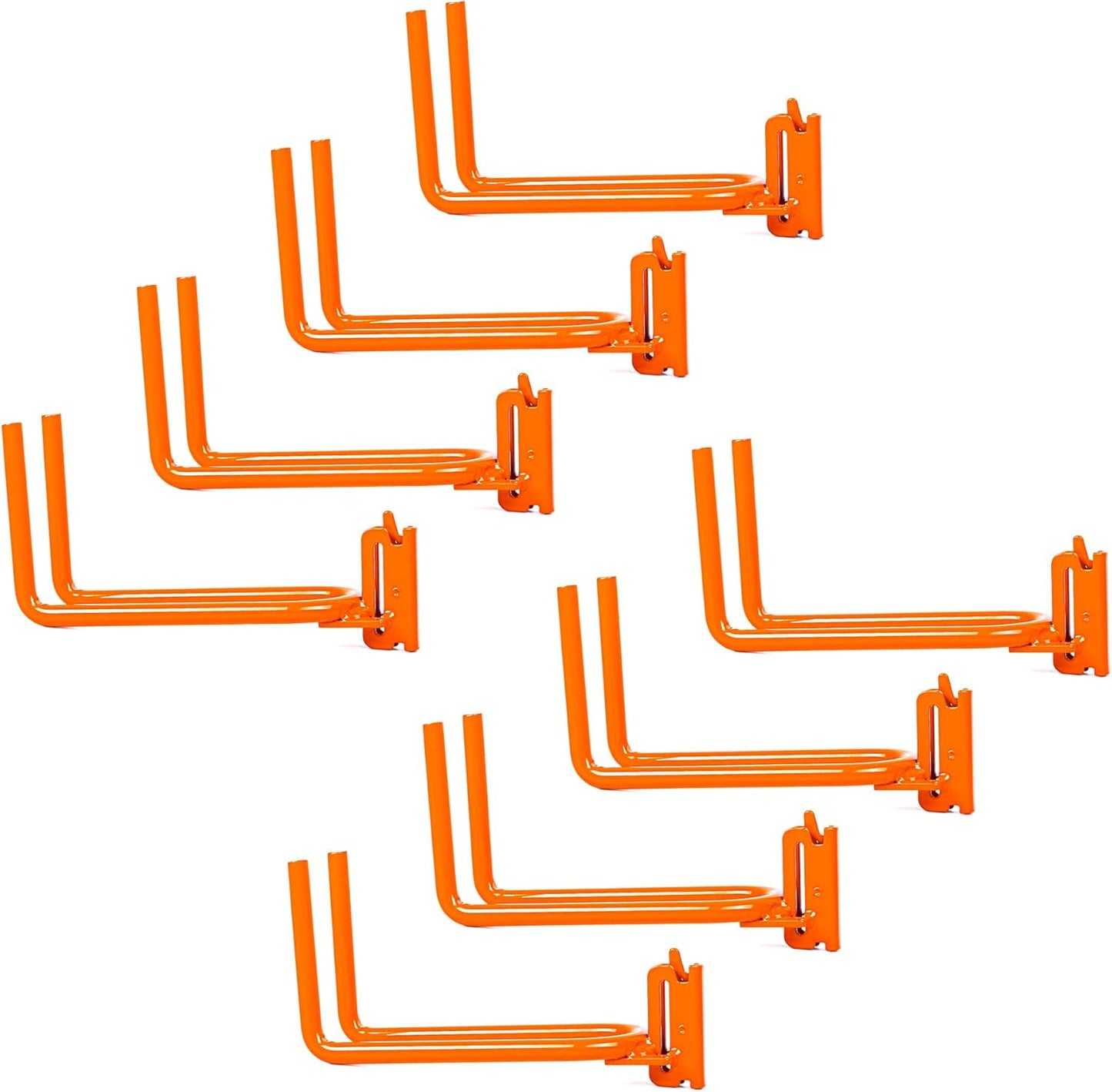 8-Pack Heavy Duty E-Track Shovel/Tool Hanger, Spades, Rakes, Workshop, Warehouse with E-Tracks, Tool Holder (Orange)