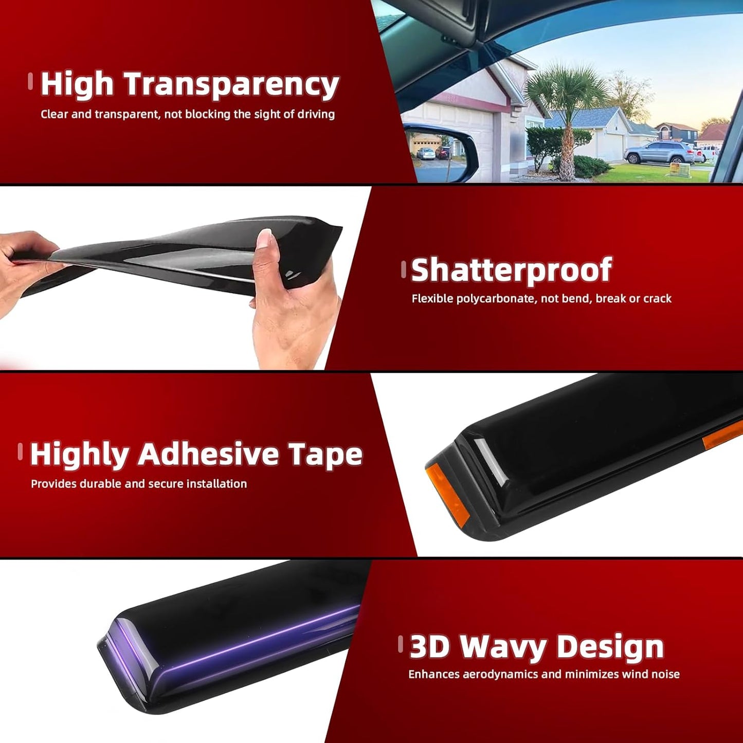 in-Channel Rain Guards Fit for Nissan Altima 2019 2020 2021 2022 2023 2024 2025, Durable Window Visors Wind Deflectors, Smoke Vent Shase Shields-4PCS