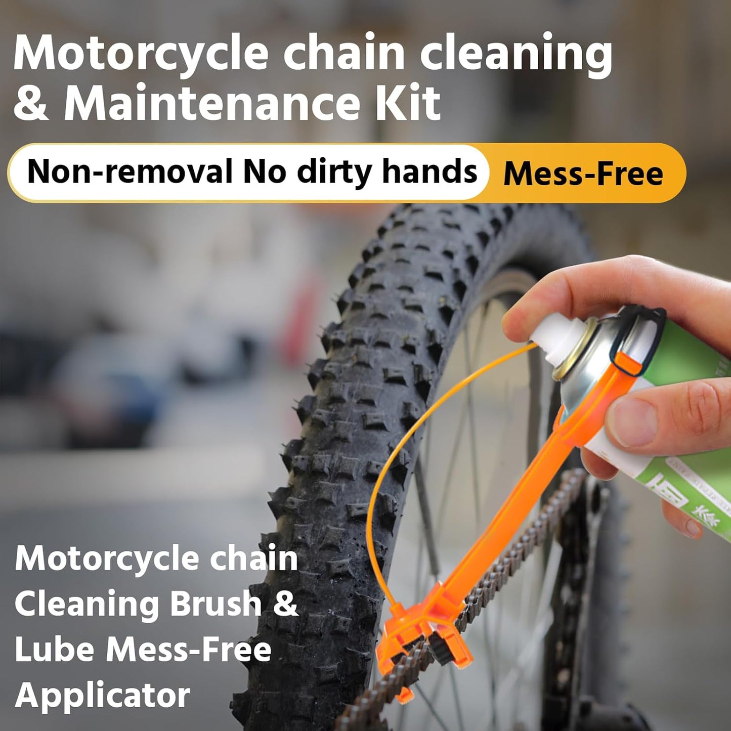 5 Pcs Motorcycle Chain Cleaning Kit — Motorcycle Chain Brush, Bicycle Lube Tool and Microfiber Towel, Bike Cleaner Tool Set for Motorsport Street Bike Crankset, Fits 428, 520, 525, 530