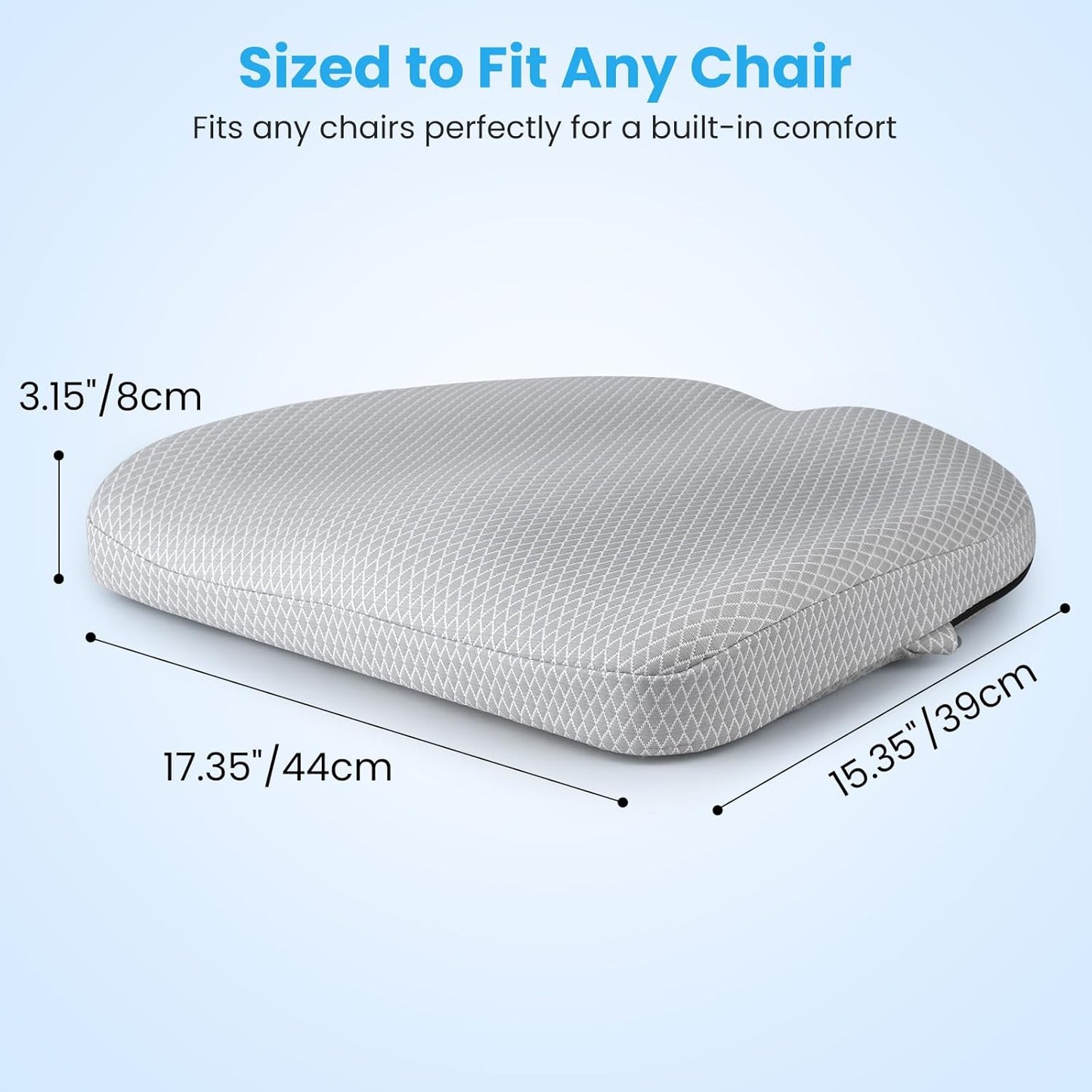 Office Chair Cushion - Breathable Pressure Relief Seat Cushion with Hours Sitting on Gaming/Car/Wheelchair, Extra-Dense Air Fiber for Orthopedic Coccyx, Sciatica & Hip Support (Light Gray)