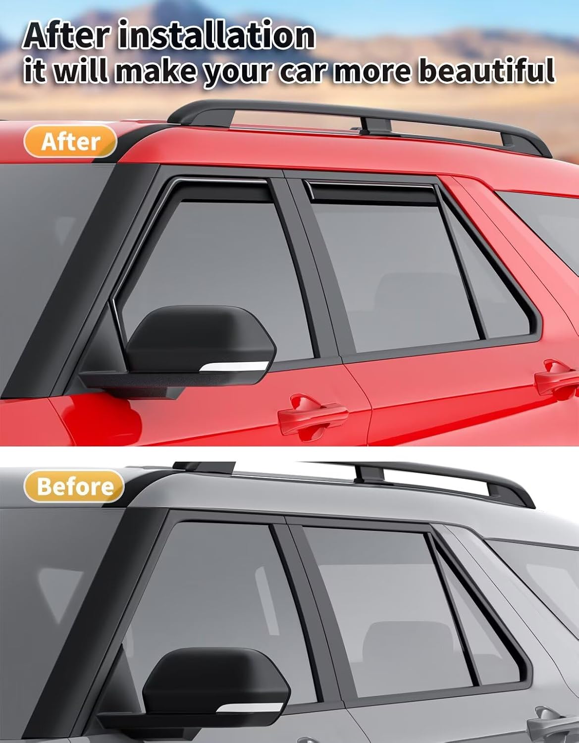 in-Channel Window Rain Guards Fit for Ford Explorer 2020 2021 2022 2023 2024 2025 Extra Durable Window Visors Window Deflectors Vent Visors Vent Shades Car Accessories-4 pcs 2-Q10