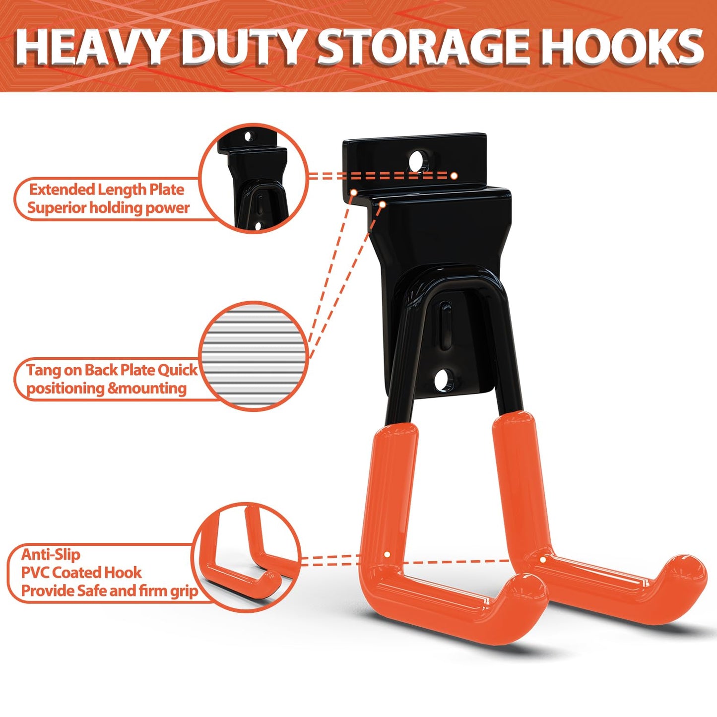 3-H Slatwall Accessories 18 Pack, Slatwall Hooks & Hangers Multi Sizes, Slat Wall Heavy Duty for Space Saving Used as Proslat Accessories with Slatwall Panel(Orange)