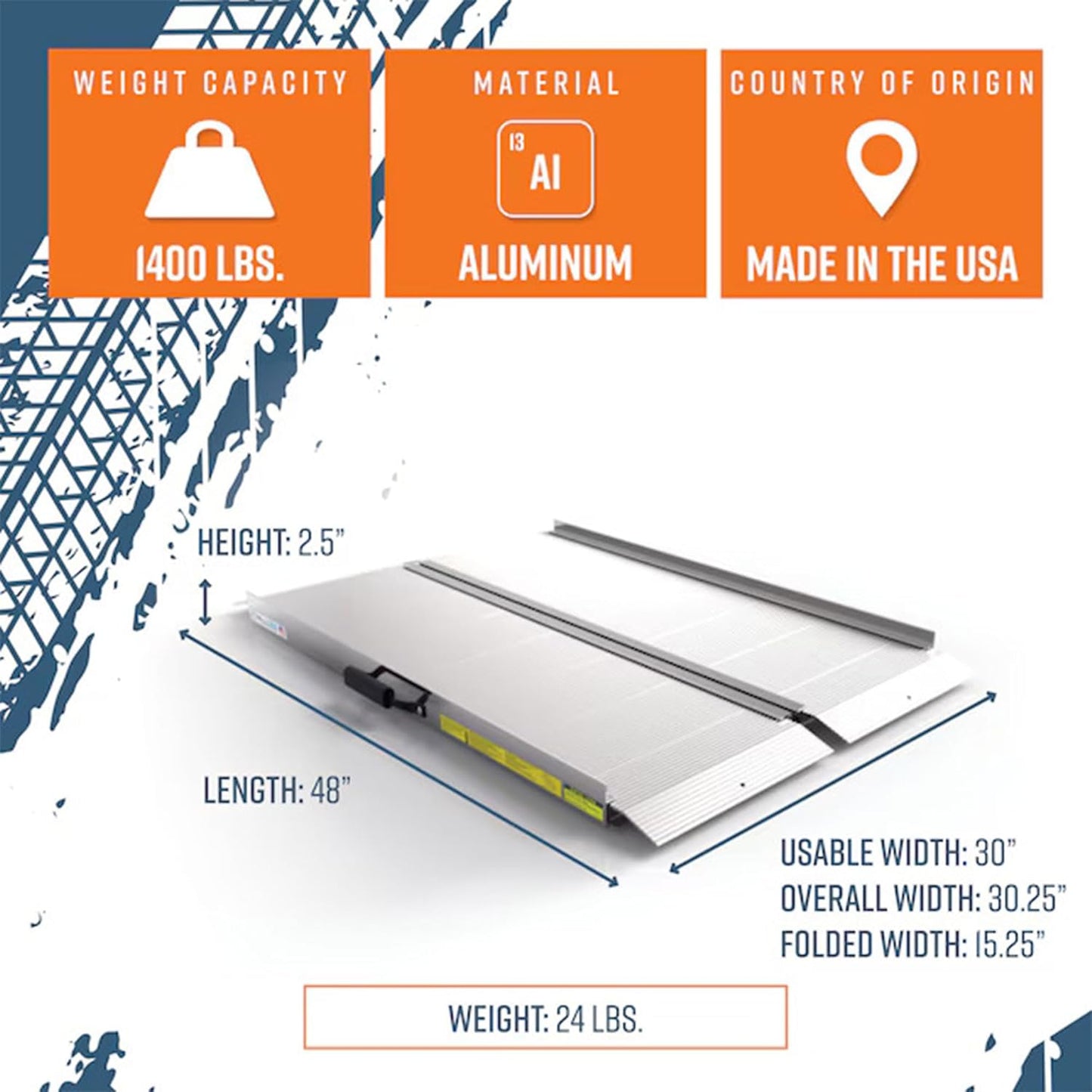 EZ-ACCESS TRAVERSE Singlefold Portable Loading Ramp Heavy Duty Aluminum Safe Non-Slip Platform with Carrying Handles, 4 Foot, Silver
