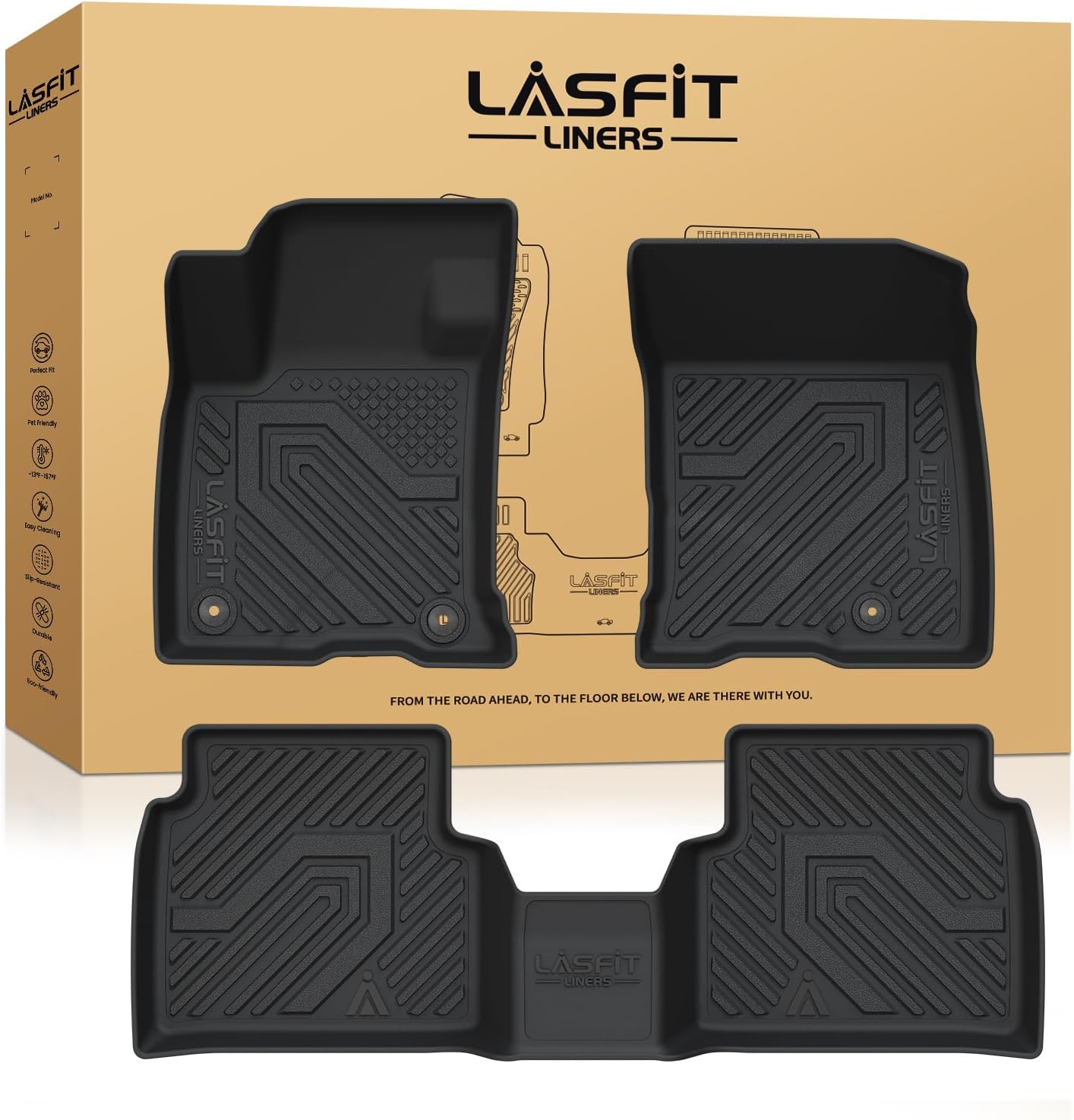 LASFIT Floor Mats for Lincoln Corsair 2020-2025 (Fit Gasoline Not fit PHEV) All Weather Floor Liner for Lincoln Corsair TPE Custom Fit Car Mats Front & Rear 2 Row Mats,Black