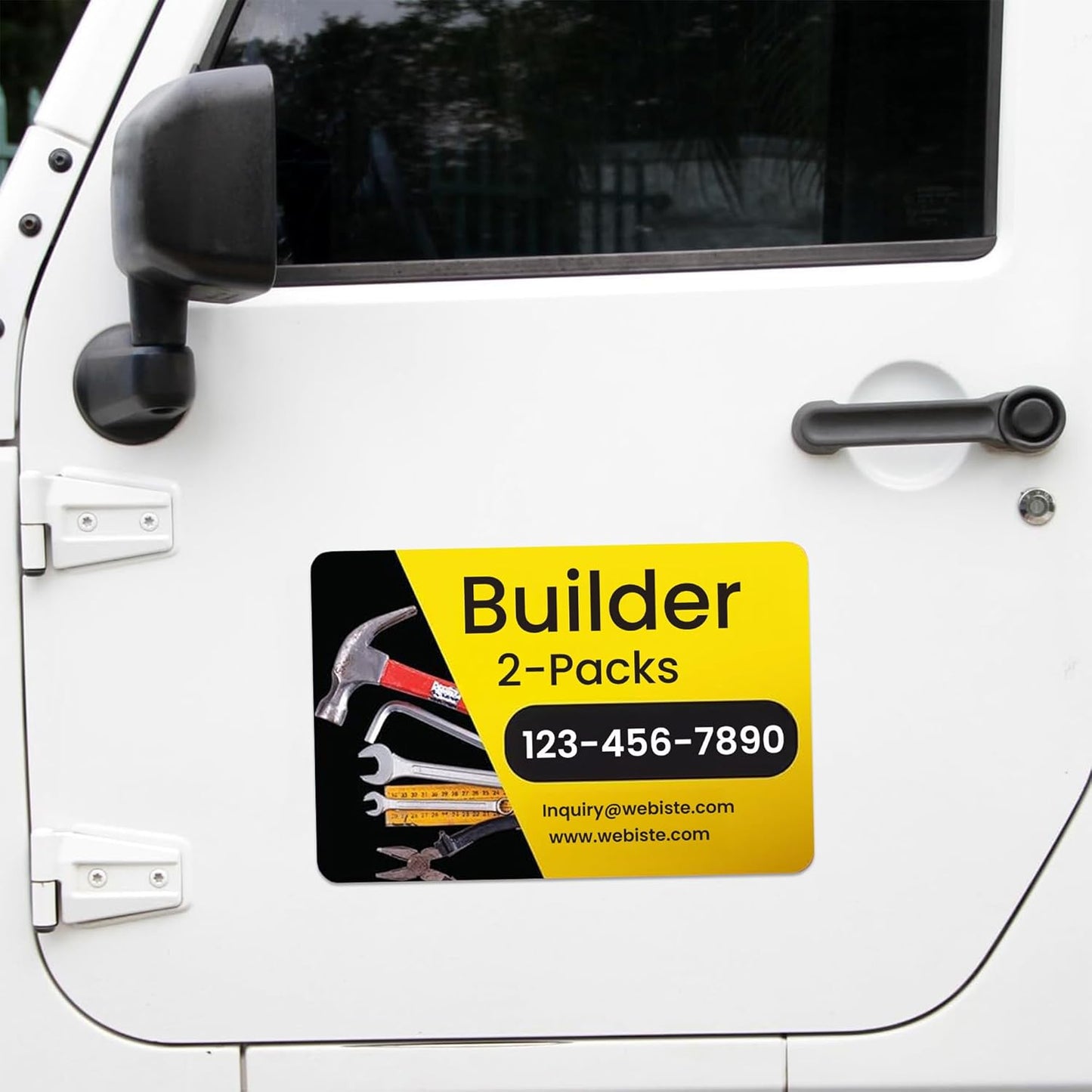 Custom Car Magnet Signs for Businesses (16"x22" Builder) 2 pk - Personalized Car Magnets for Builder, Contractor and Advertising - Advertising Magnets for Cars Door - Professionally Printed