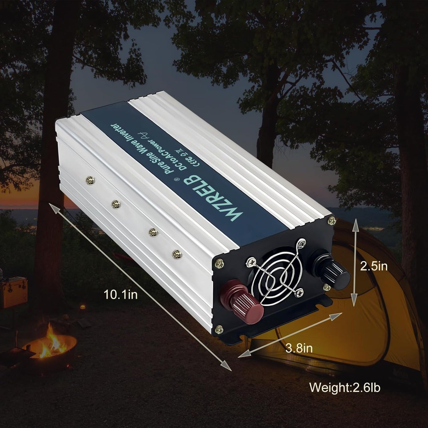 WZRELB 800W Pure Sine Wave Inverter 24V DC to 110V 120V AC,Car Power Inverter with Dual AC Outlets, LED Display,Off-Grid Portable Power Converter for Home, RV, Truck, Camping