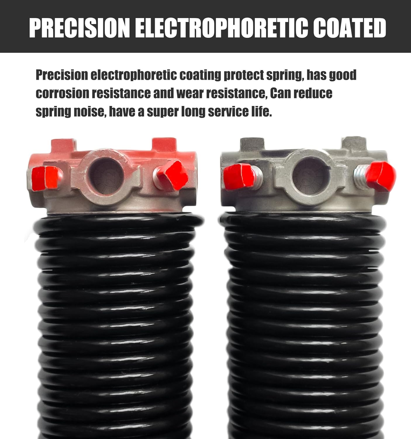 Garage Door Torsion Spring Set, Pair of 2" Electrophoresis Coated Garage Door Spring Replacement with 2 Non-Slip Winding Bars and Bearing, Minimum 16000 Cycles (.250x2x30")