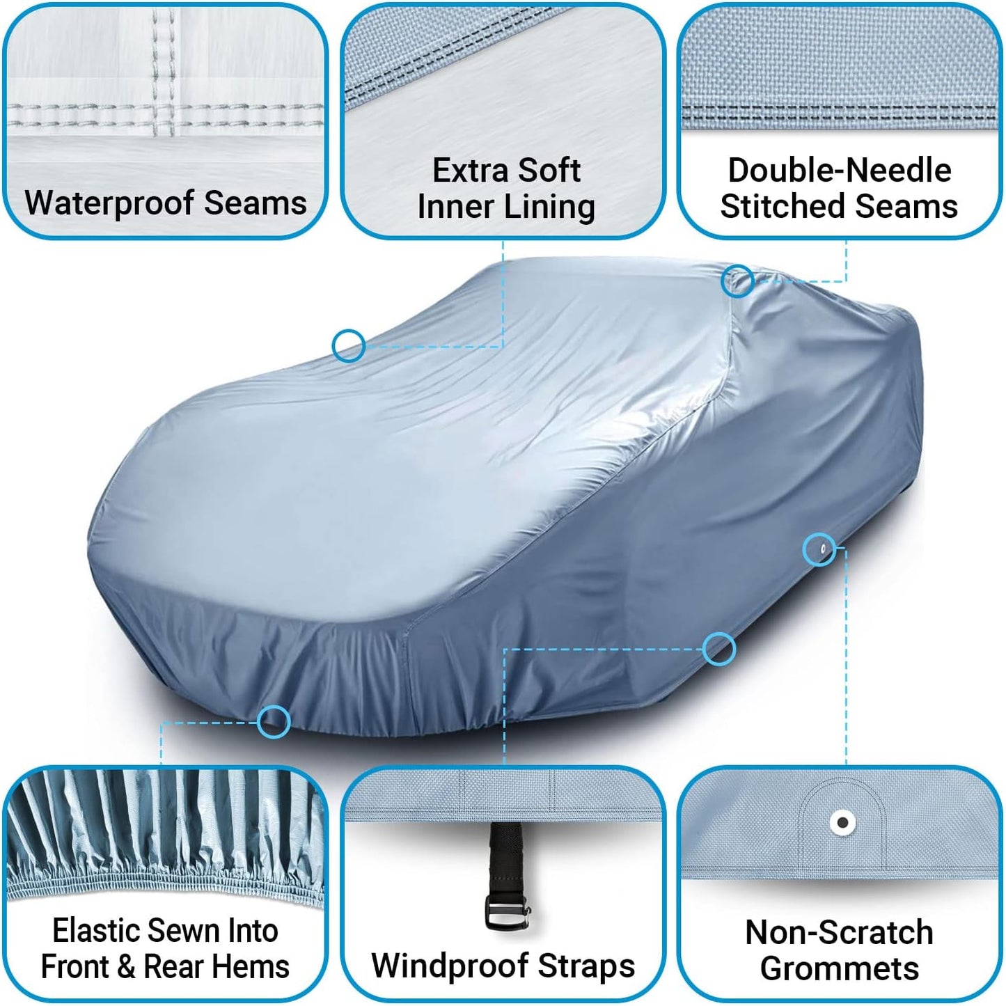 iCarCover Premium Car Cover for 1946-1952 Pontiac Streamliner Heavy Duty Waterproof All-Weather Automobiles Custom Fit Indoor Outdoor UV Snow Protection Covers with Straps and Bag