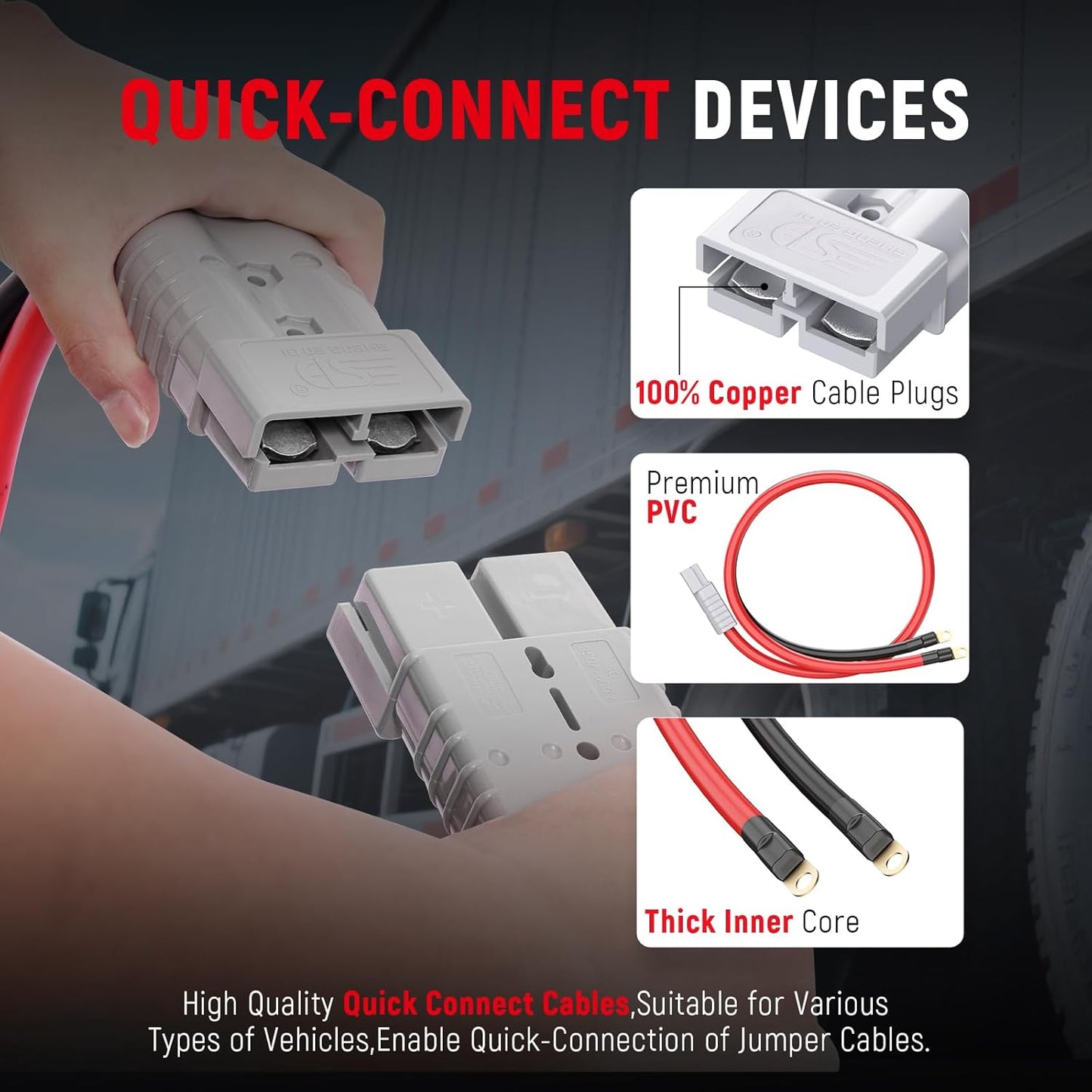 TOPDC 30FT Heavy Duty 0 Gauge Jumper Cables with Quick Connect Plug,1500Amp Booster Cables for Car, Truck, SUV & Vehicles Includes Carry Case, Gloves, Brushes (30 Feet)