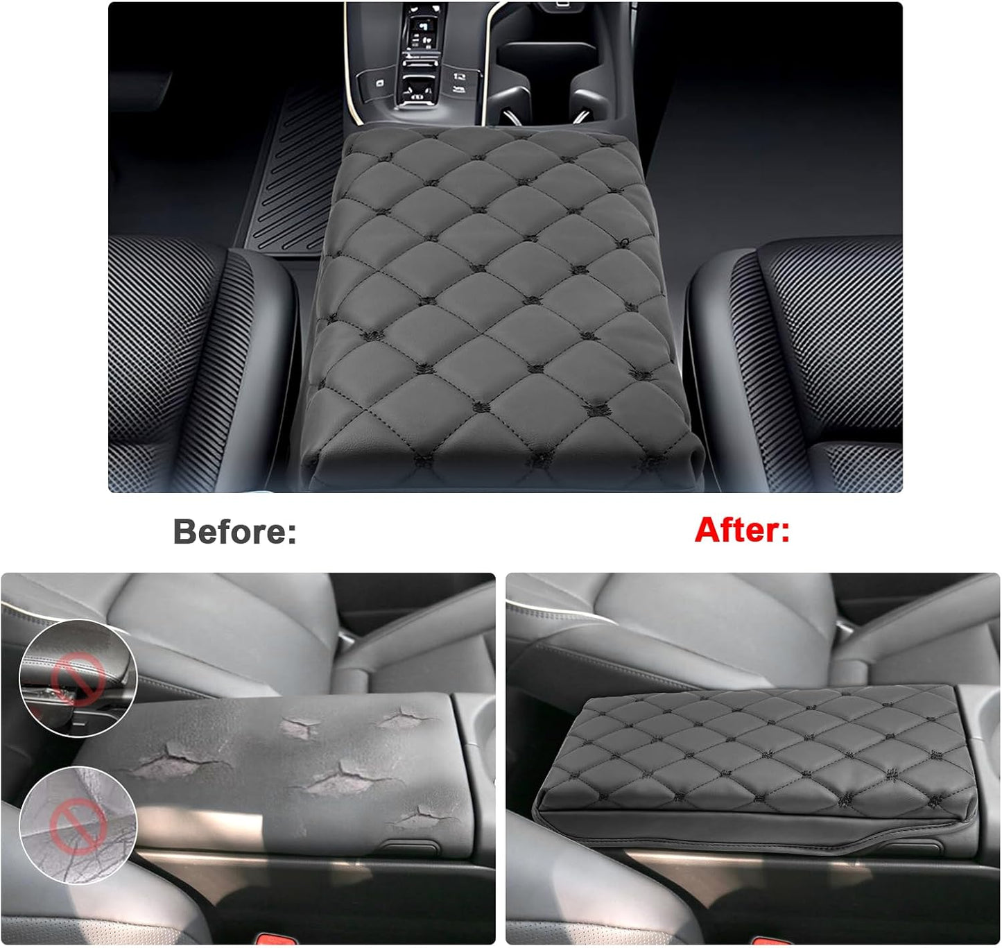 SXCY for 2023 2024 2025 Toyota Crown Signia Armrest Cover Pad for Toyota Crown Signia Accessories 2025 Crown Signia Center Console Cover Cushion 2025 Crown Middle Console Cover (w/Argyle&Black Dots)