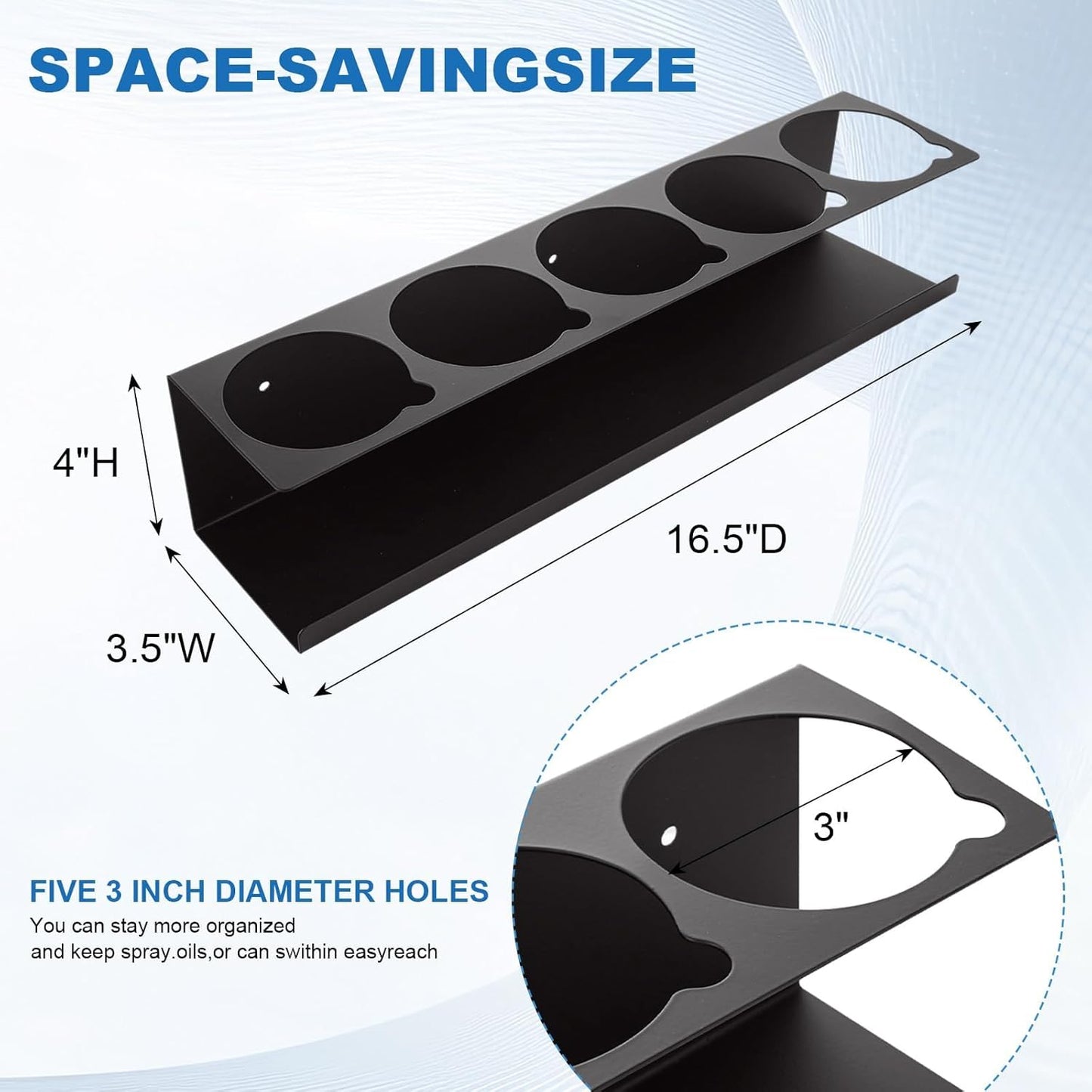 4 Pack Heavy-Duty Aerosol Spray Can Holder, 5 Can Spray Bottle Holder Steel Wall-Mounted Shelf for Garage, Craft Workspace and Home