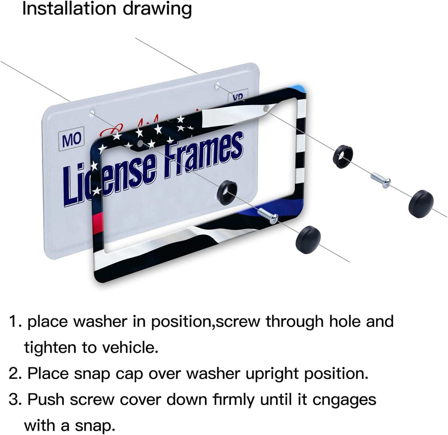 American Flag License Plate Frame American Flag License Plate Holder American Flag Eagle License Plate Frame Covers US Car Tag Frame Stainless Aluminum 2 Pack 2 Holes Decorative 2 Pcs Set for Men