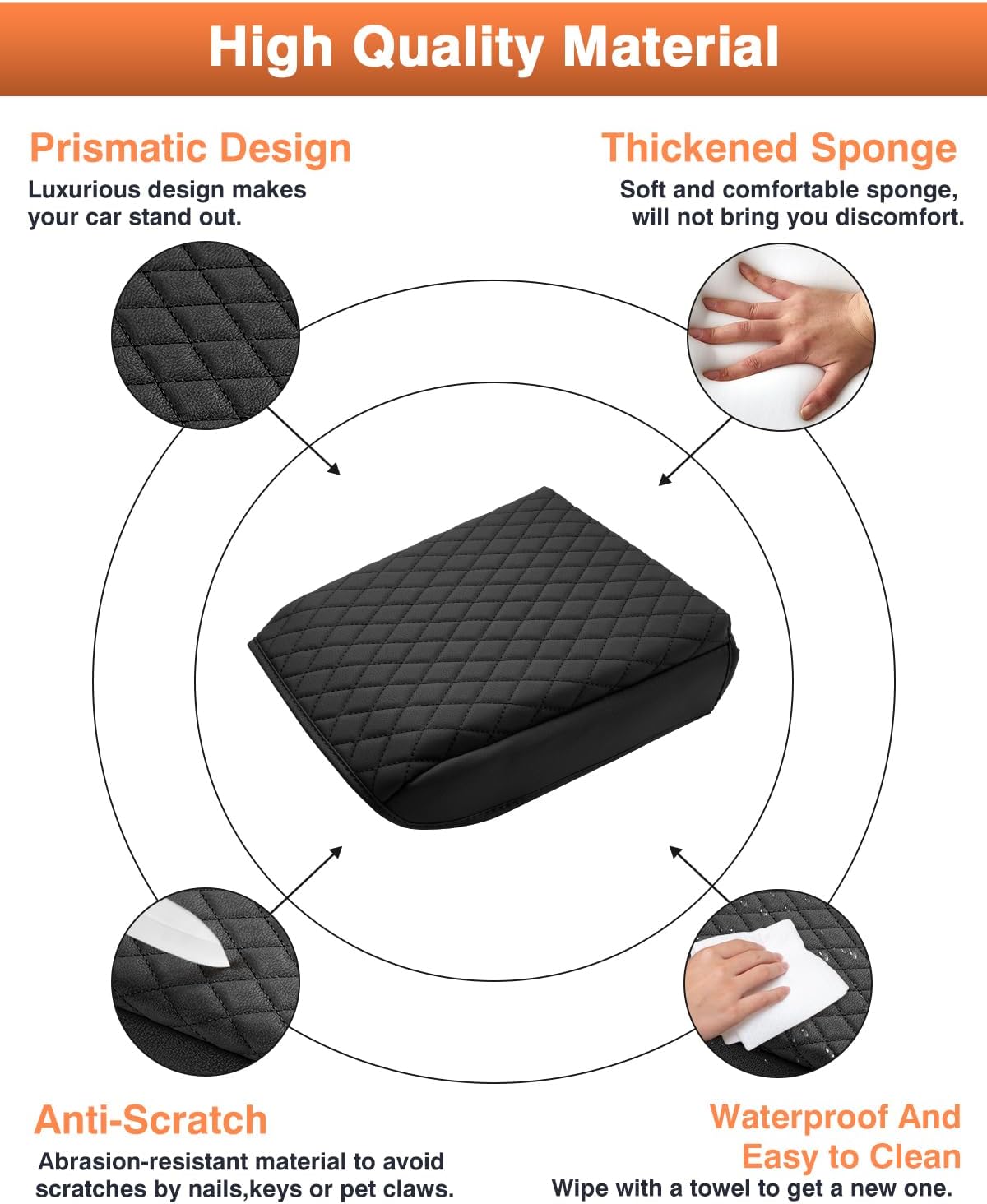 Shademax Custom for 2026 2025 Toyota 4Runner Center Console Cover Armrest Cover for 4Runner Accessories 2025 Arm Rest Cushion Pad Leather Middle Console Cover Armrest Seat Box Protector Anti-Scratch