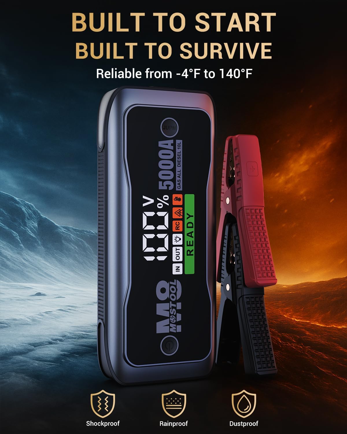 MOSTOOL M8 Car Jump Starter, 5000A Peak 12V Battery Jump Starter Power Pack with LED Display, Compact Portable Jumper Starter Jump Box for Car Battery, for All Gas Engines and Up to 10.0L Diesel