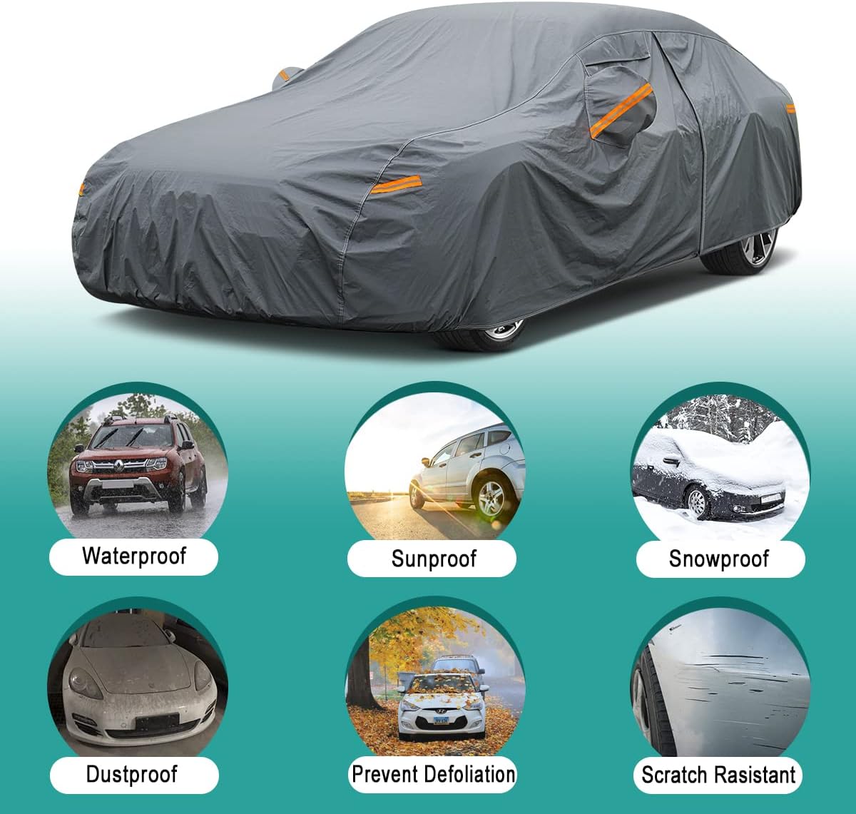 Premium Car Cover Custom Fit Mercedes-Benz C Class C250 C300 C350 C400 C450 C63 AMG, 16 Layers Heavy Duty Car Cover Waterproof All Weather with Zipper Door for Sun Rain Snow Dust Uv Protection