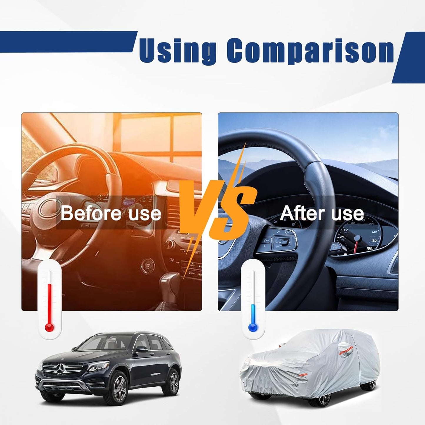 Kayme 6 Layers SUV Car Cover Custom Fit for Ford Explorer（2006-2025） Waterproof All Weather for Automobiles, Outdoor Full Cover Rain Sun UV Protection.Silver